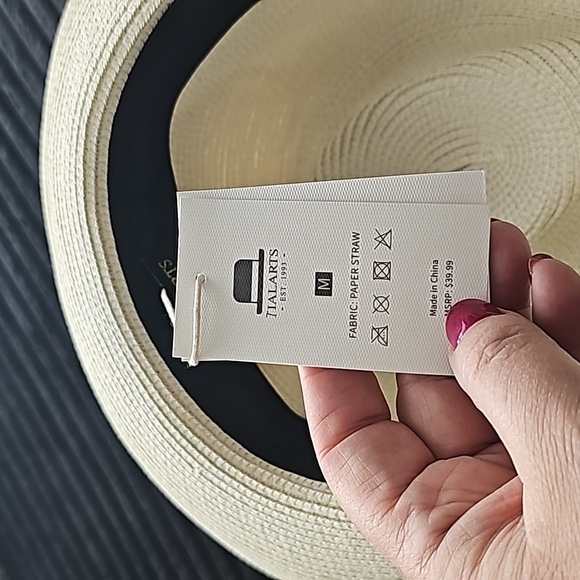 Classic summer paper straw hat size medium in cream color - Picture 7 of 7